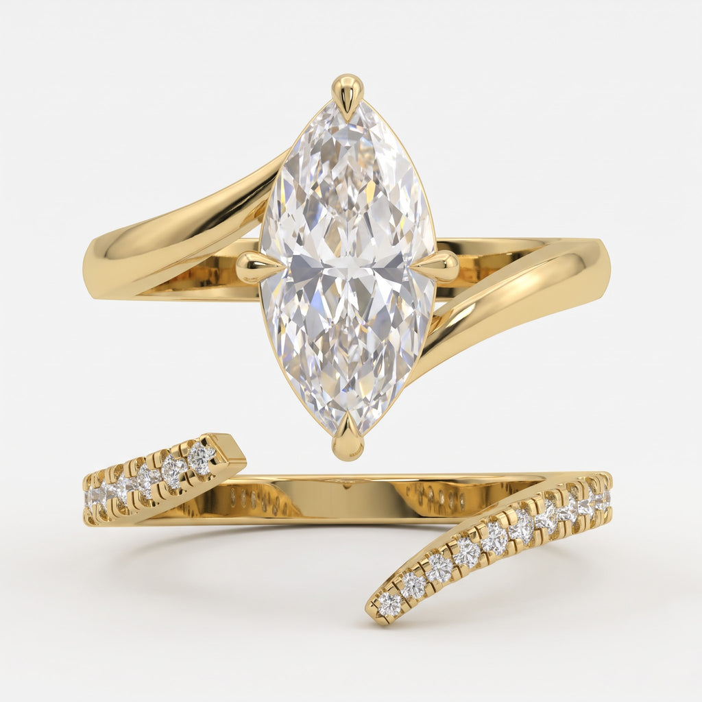 Celestial Marquise Diamond Twisted Side Stone Ring