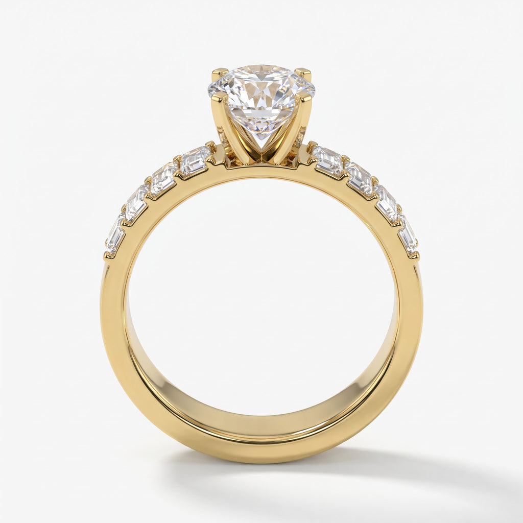 Luxe Radiance Round Brilliant Diamond Side Stone Ring