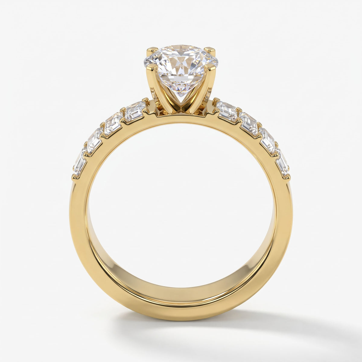 Luxe Radiance Round Brilliant Diamond Side Stone Ring