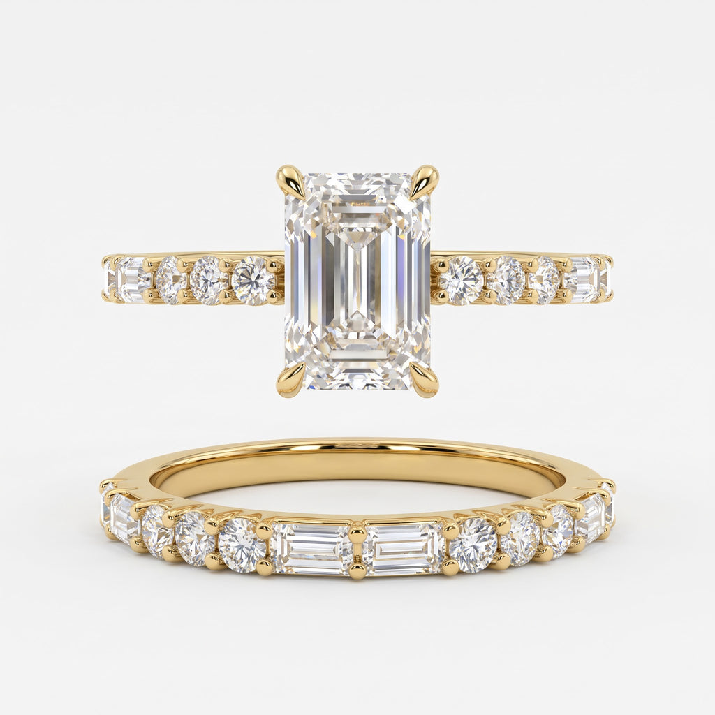 Celestia Luxe Emerald-Cut Diamond Hidden Halo Ring