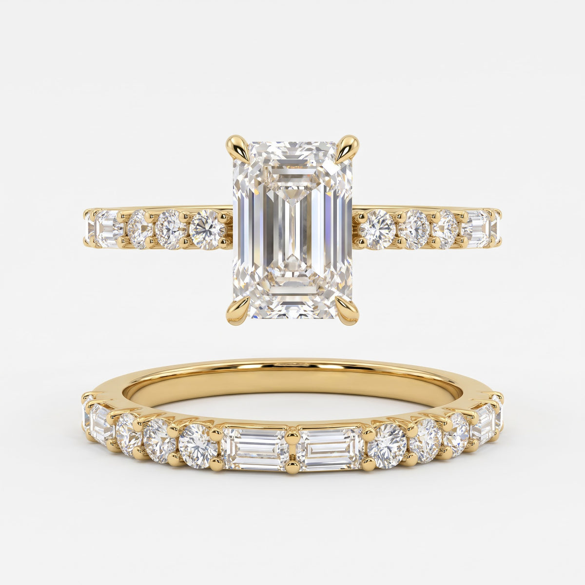 Celestia Luxe Emerald-Cut Diamond Hidden Halo Ring