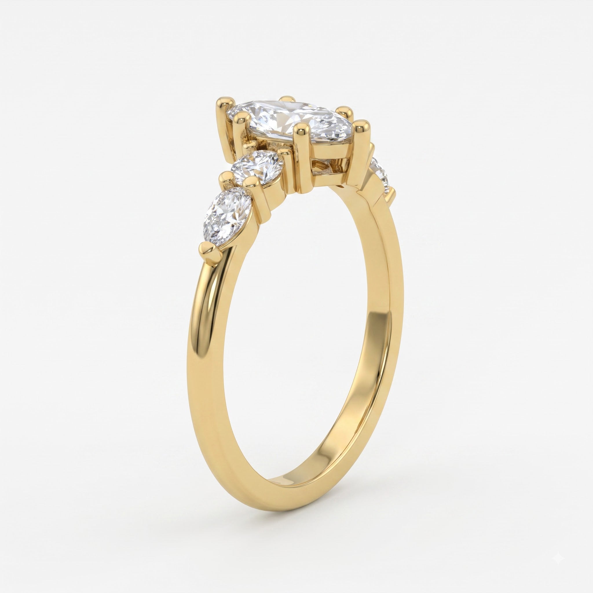 Modern five-stone Marquise Diamond statement engagement ring