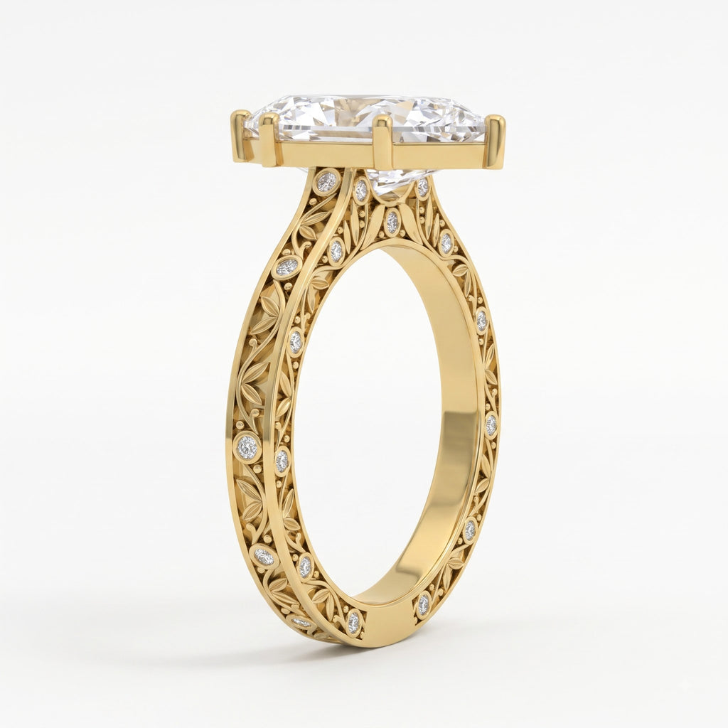 Élan Fleur Dutch Marquise Diamond Botanical Vintage Ring