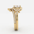 The Celestine Bloom Oval Diamond Bridal Set Vintage Ring