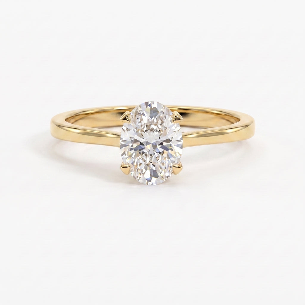 Classic Oval Shape Diamond  Solitaire Engagement Ring