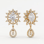 Oval Cut Diamond Sunburst Drop Earrings