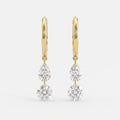 Modern Pear & Round Cut Diamond  Huggie Hoops Earrings
