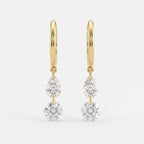 Modern Pear & Round Cut Diamond  Huggie Hoops Earrings