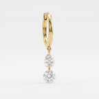 Modern Pear & Round Cut Diamond  Huggie Hoops Earrings
