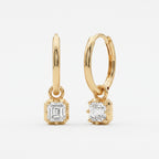 Luxury Asscher Cut Diamond Huggie Hoop Earrings