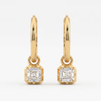 Luxury Asscher Cut Diamond Huggie Hoop Earrings