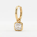 Luxury Asscher Cut Diamond Huggie Hoop Earrings