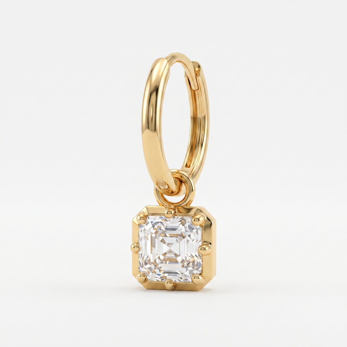 Luxury Asscher Cut Diamond Huggie Hoop Earrings
