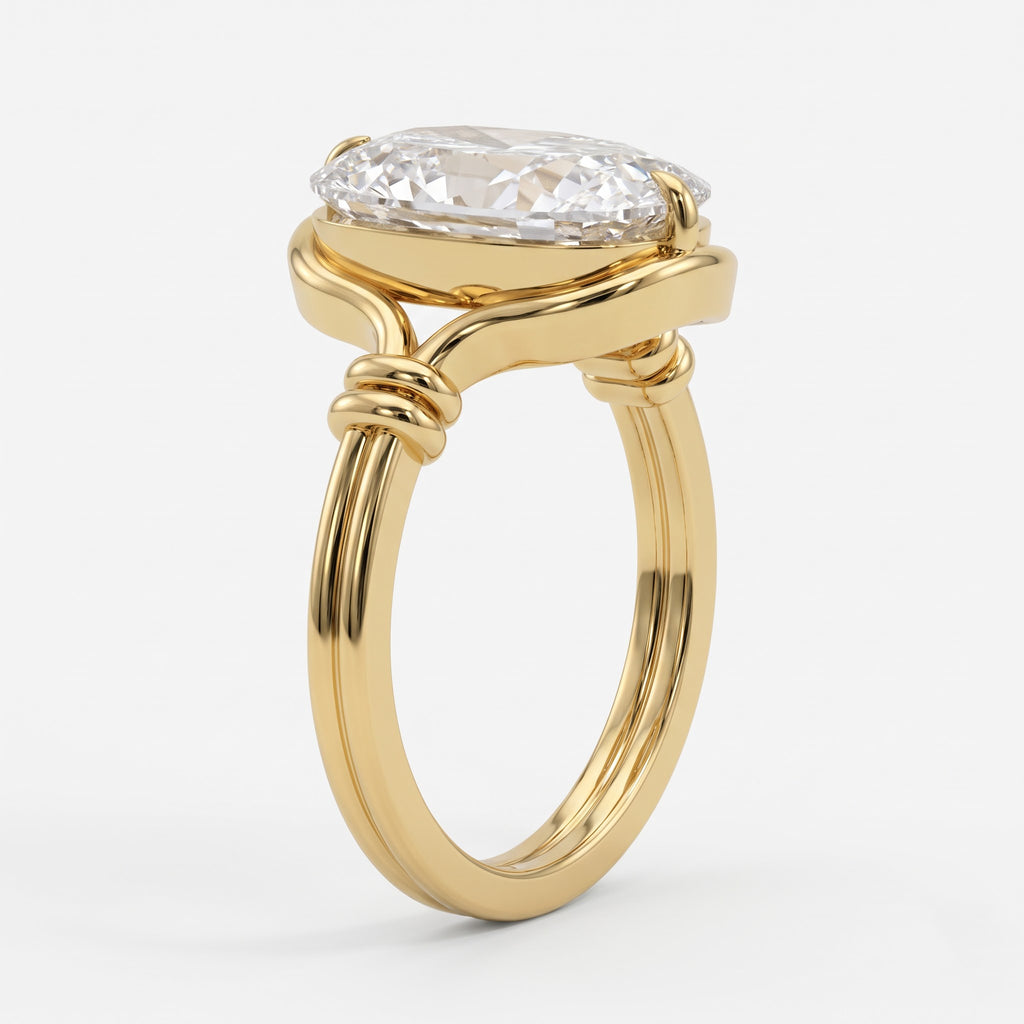 Luxury Celestia Timeless long Cushion Cut Diamond Solitaire Ring