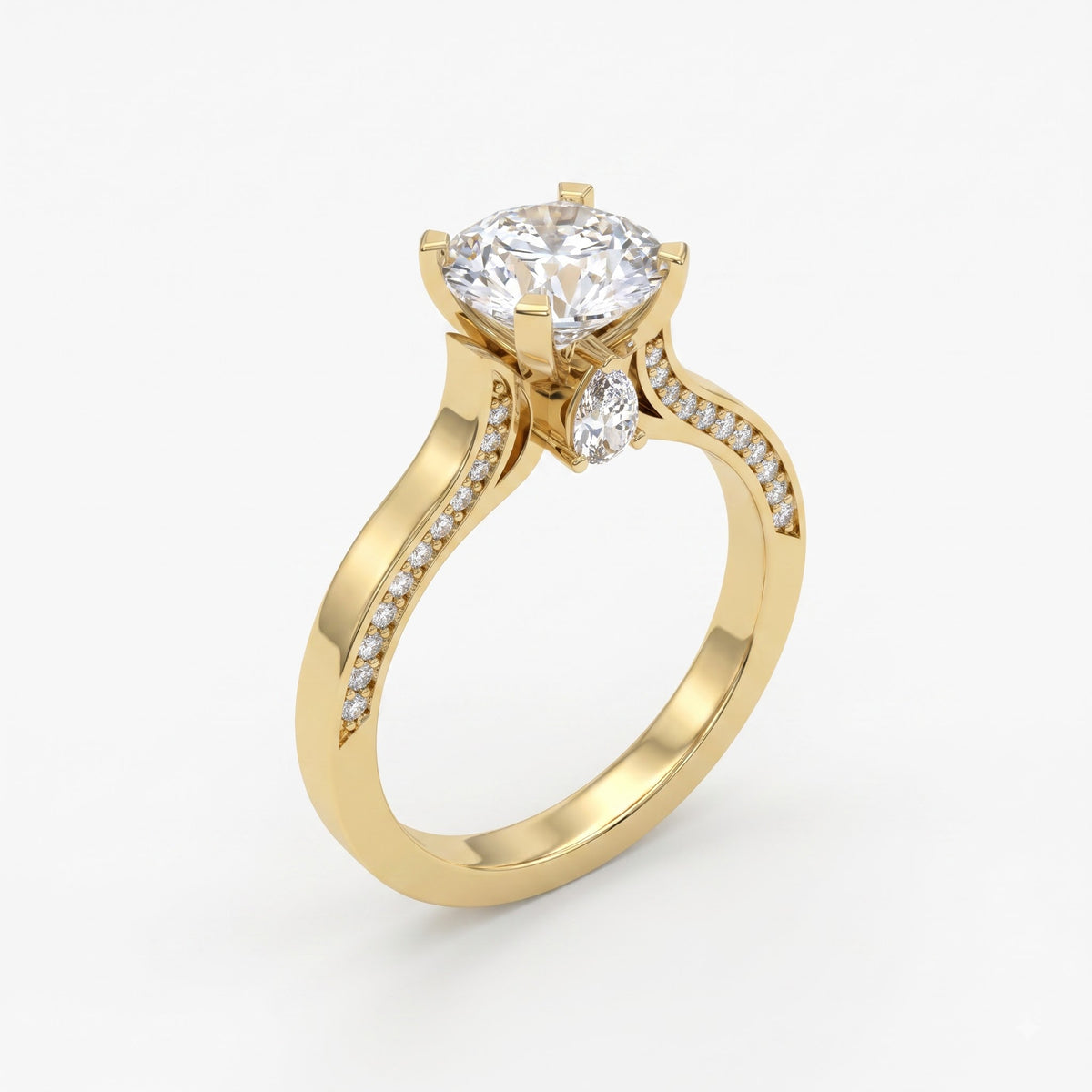 Imperial Sparkle Pavé Round Diamond Hidden Halo Ring