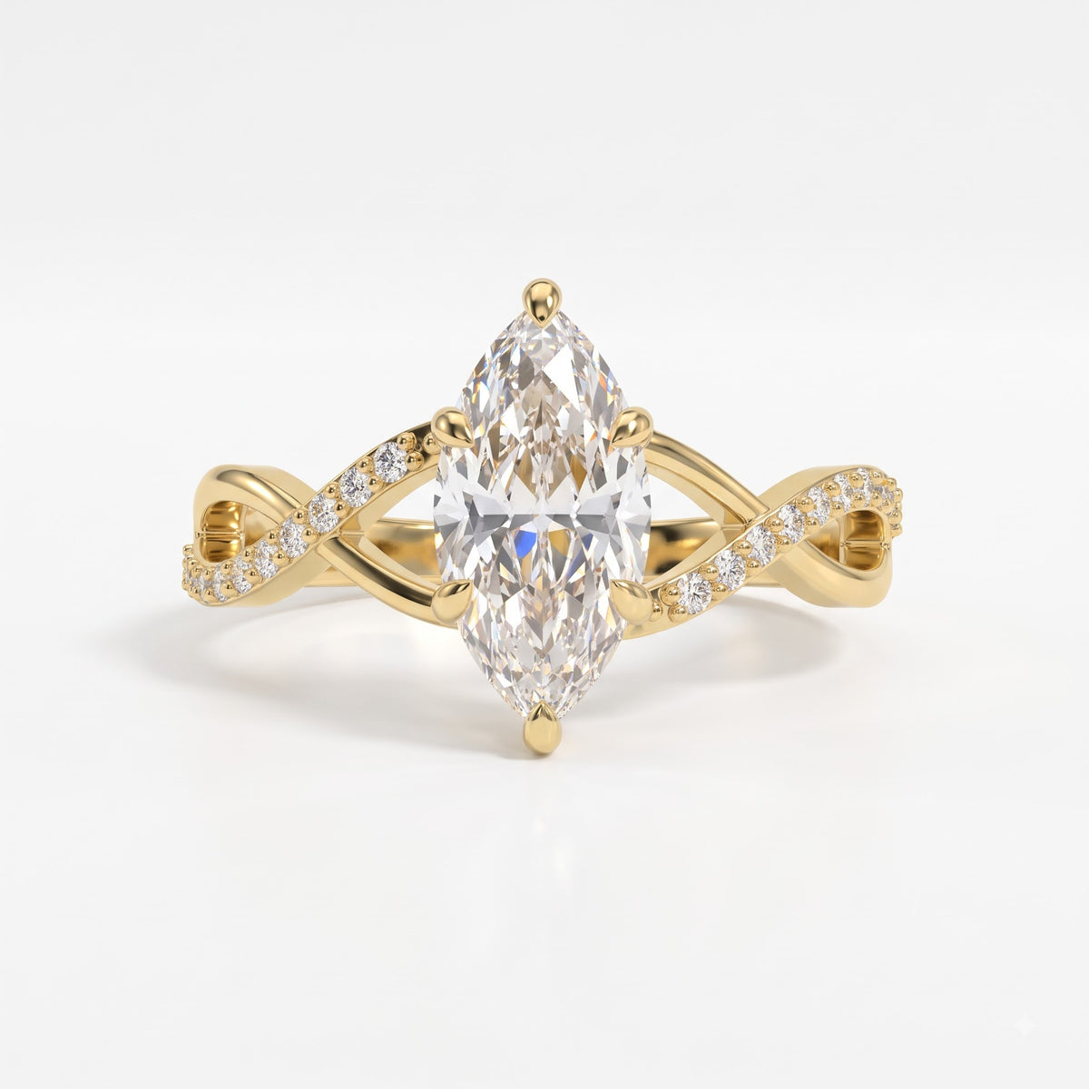 Aurelia Marquise Cut Infinity Design Side Stone Engagement Ring