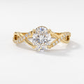 Celestine Oval Diamond Twisted Design Side Stone Ring
