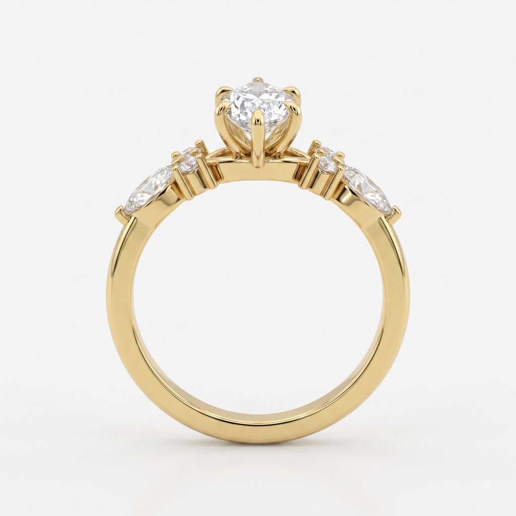 Celestia Aurelia Luxe Marquise Cut Diamond Side Stone Ring