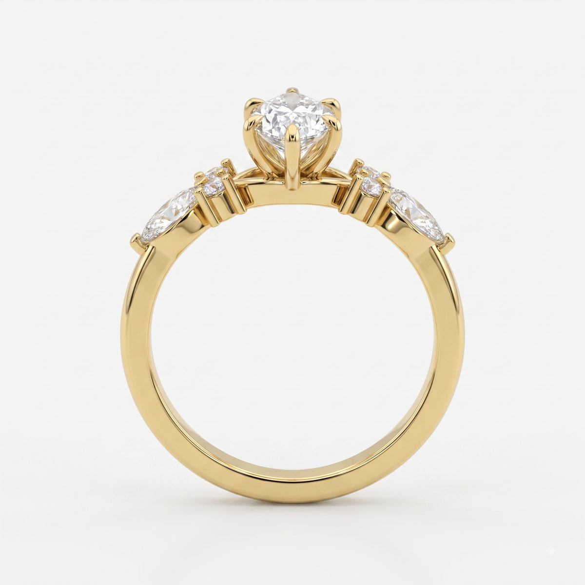 Celestia Aurelia Luxe Marquise Cut Diamond Side Stone Ring