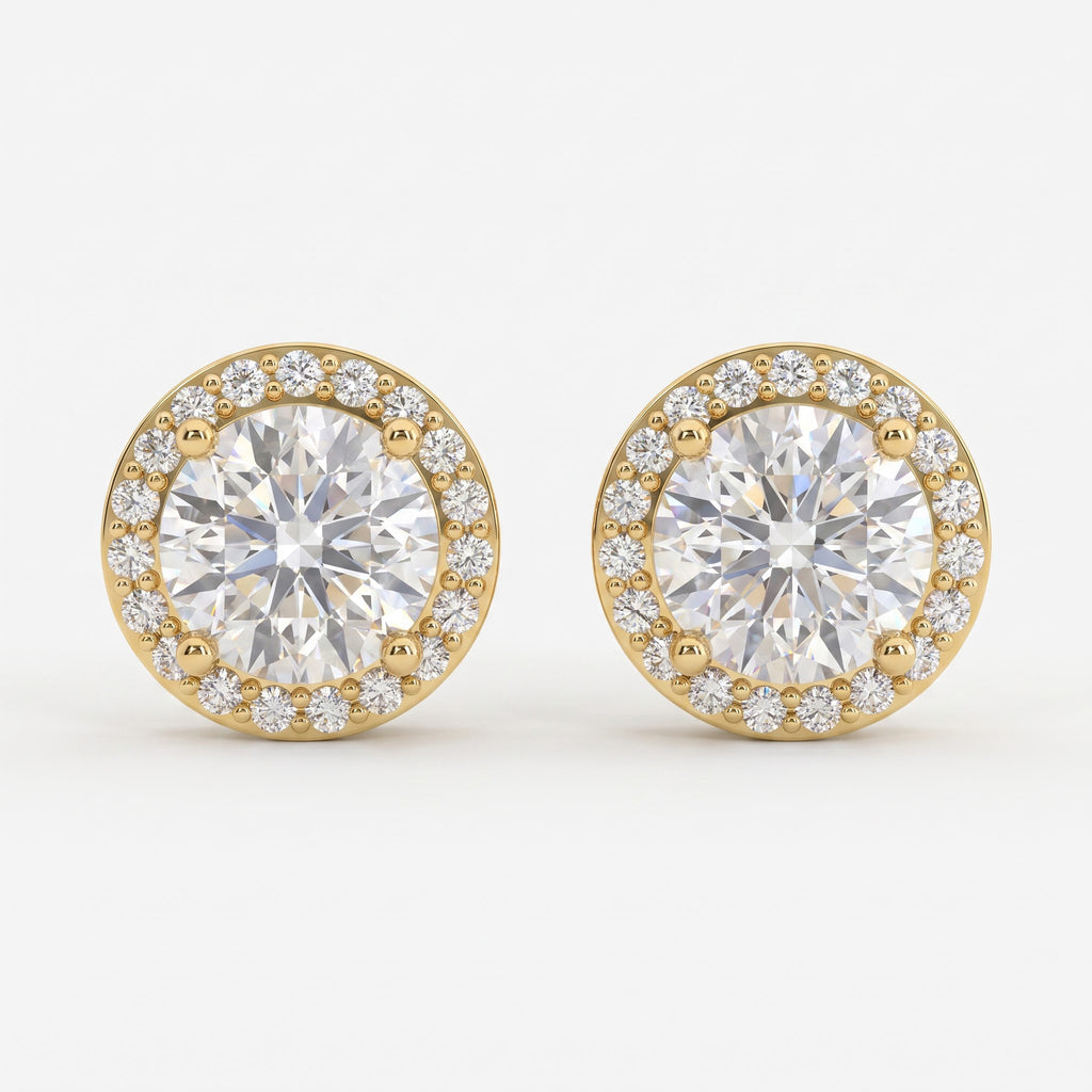 Celestia Aurelia Round Diamond Halo Stud Earrings
