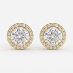 Celestia Aurelia Round Diamond Halo Stud Earrings