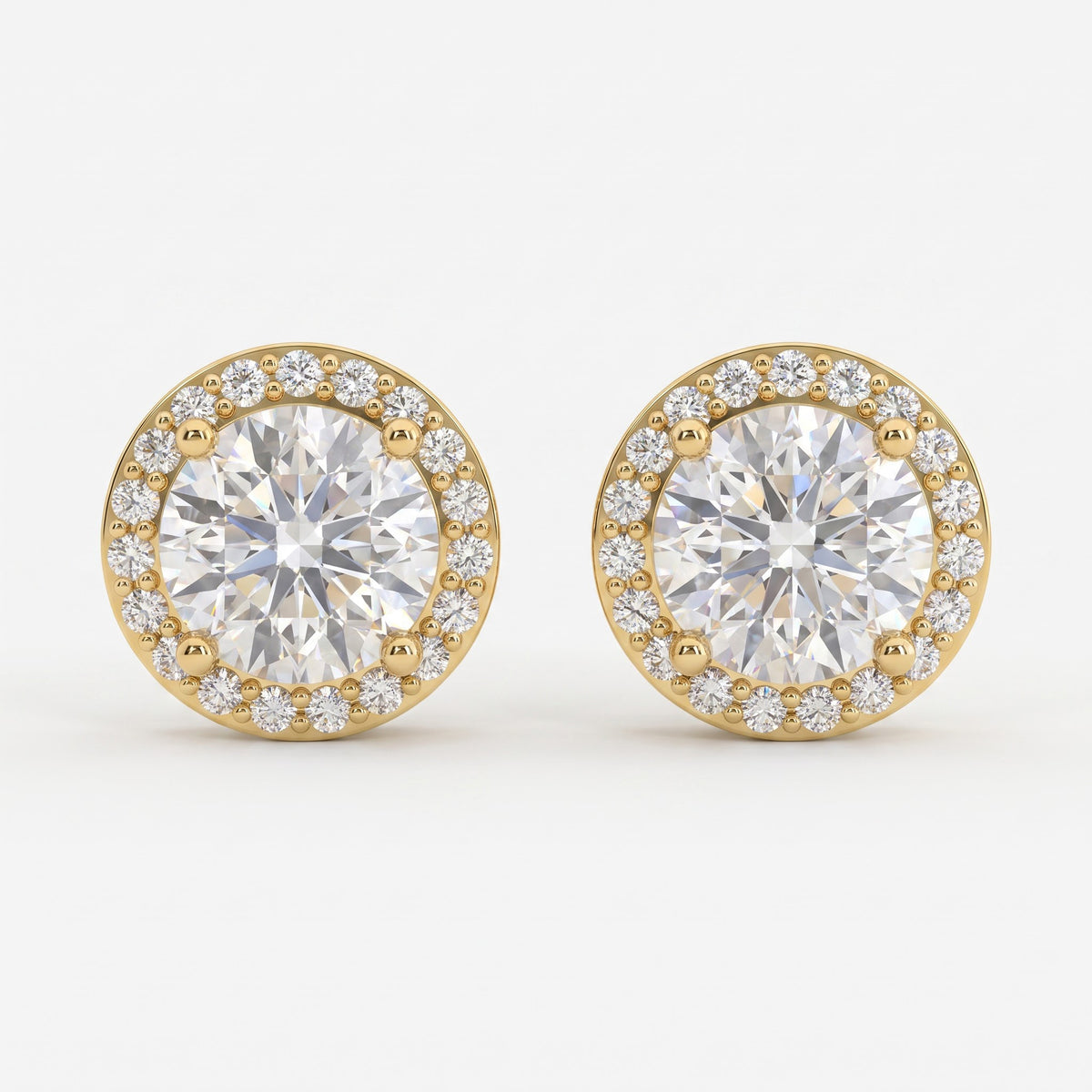 Celestia Aurelia Round Diamond Halo Stud Earrings