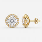 Celestia Aurelia Round Diamond Halo Stud Earrings