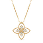 Celestia Bloom Round Diamond Floral Pendant Necklace