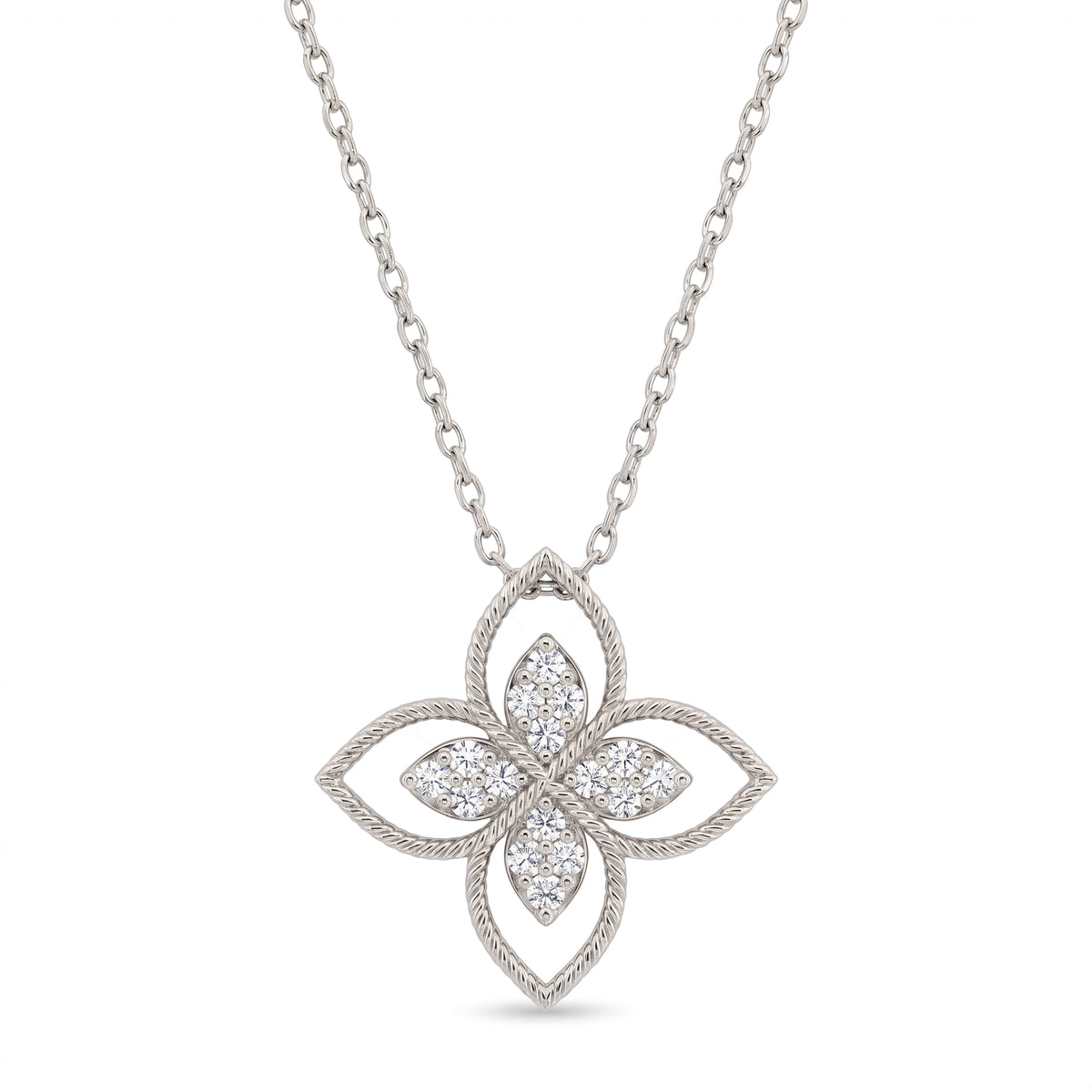 Celestia Bloom Round Diamond Floral Pendant Necklace