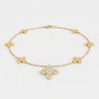 Clover Inspired Four-Leaf Round Diamond Blossom Necklace