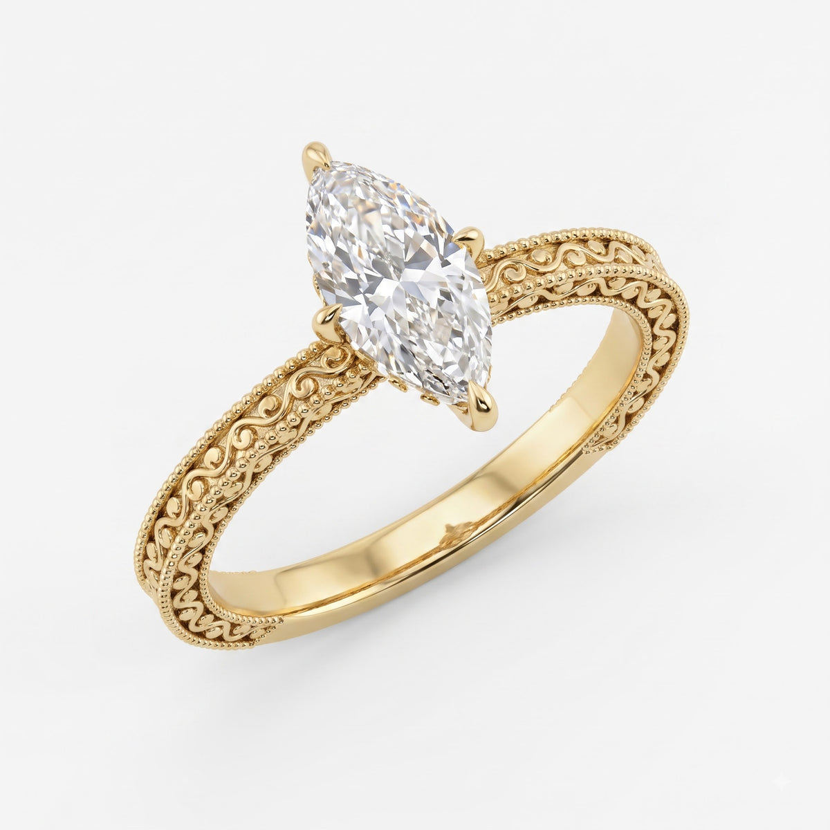 Celestine Marquise Diamond Heirloom Hidden Halo Ring