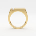 Modern Signet Men's Round Diamond Wedding Band