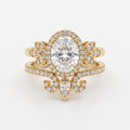 The Celestine Bloom Oval Diamond Bridal Set Vintage Ring