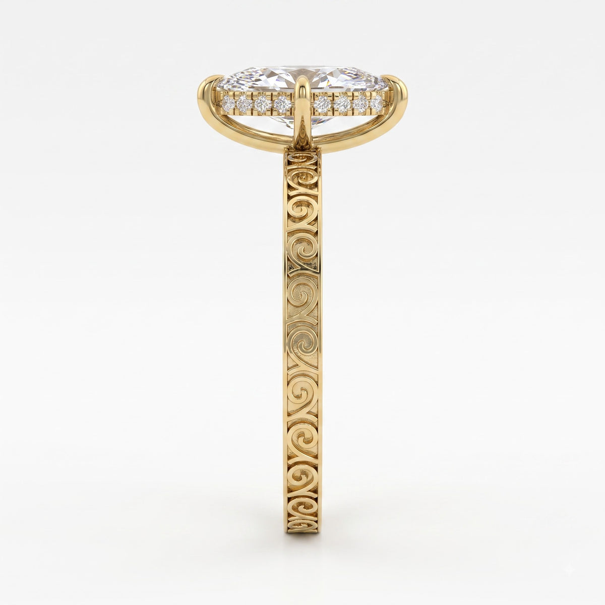 The Royal Reverie Ornate Marquise Diamond Hidden halo Ring