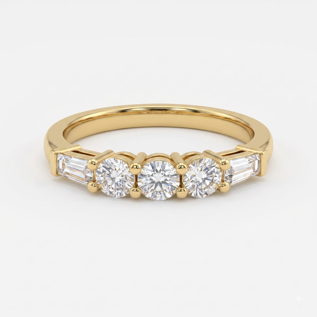 Modern Luxury Round & Tapered Baguette Diamond Eternity Band