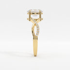 Celestine Oval Diamond Twisted Design Side Stone Ring