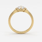Lumière Bezel Split-Shank Long Cushion Diamond Side Stone Ring
