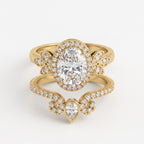 The Celestine Bloom Oval Diamond Bridal Set Vintage Ring