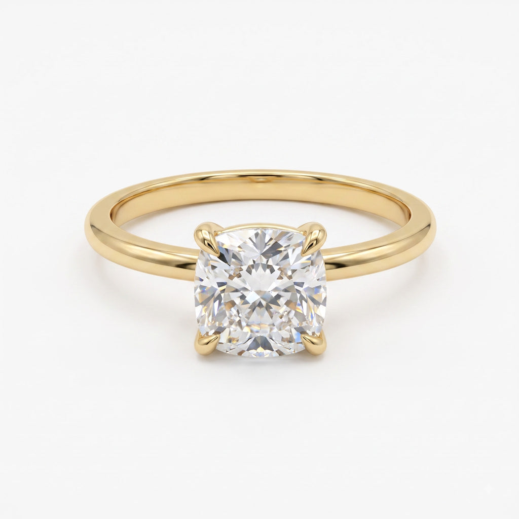 Modern Luxury Cushion Cut Diamond Solitaire Engagement Ring
