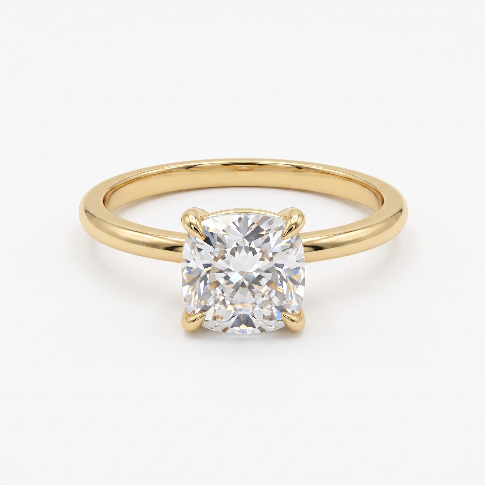 Modern Luxury Cushion Cut Diamond Solitaire Engagement Ring
