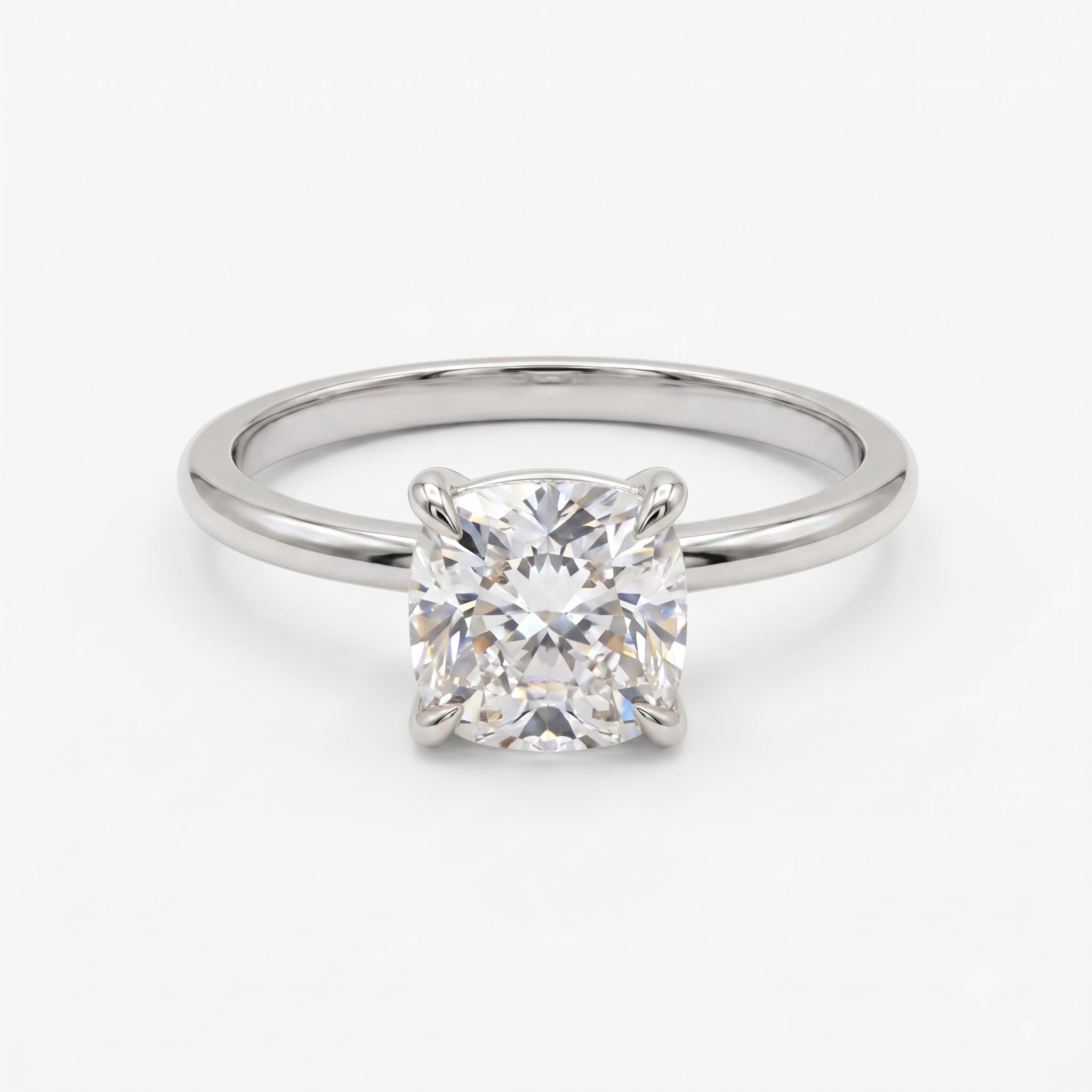Modern Luxury Cushion Cut Diamond Solitaire Engagement Ring