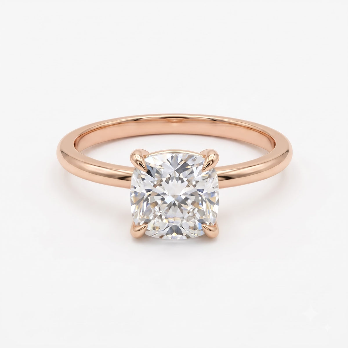 Modern Luxury Cushion Cut Diamond Solitaire Engagement Ring