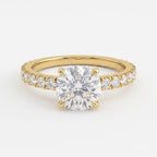 Modern Luxury Round Cut Diamond Pavé Setting Engagement Ring