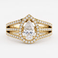 Élan Pear Diamond Sculptural Side Stone Ring