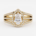 Élan Pear Diamond Sculptural Side Stone Ring