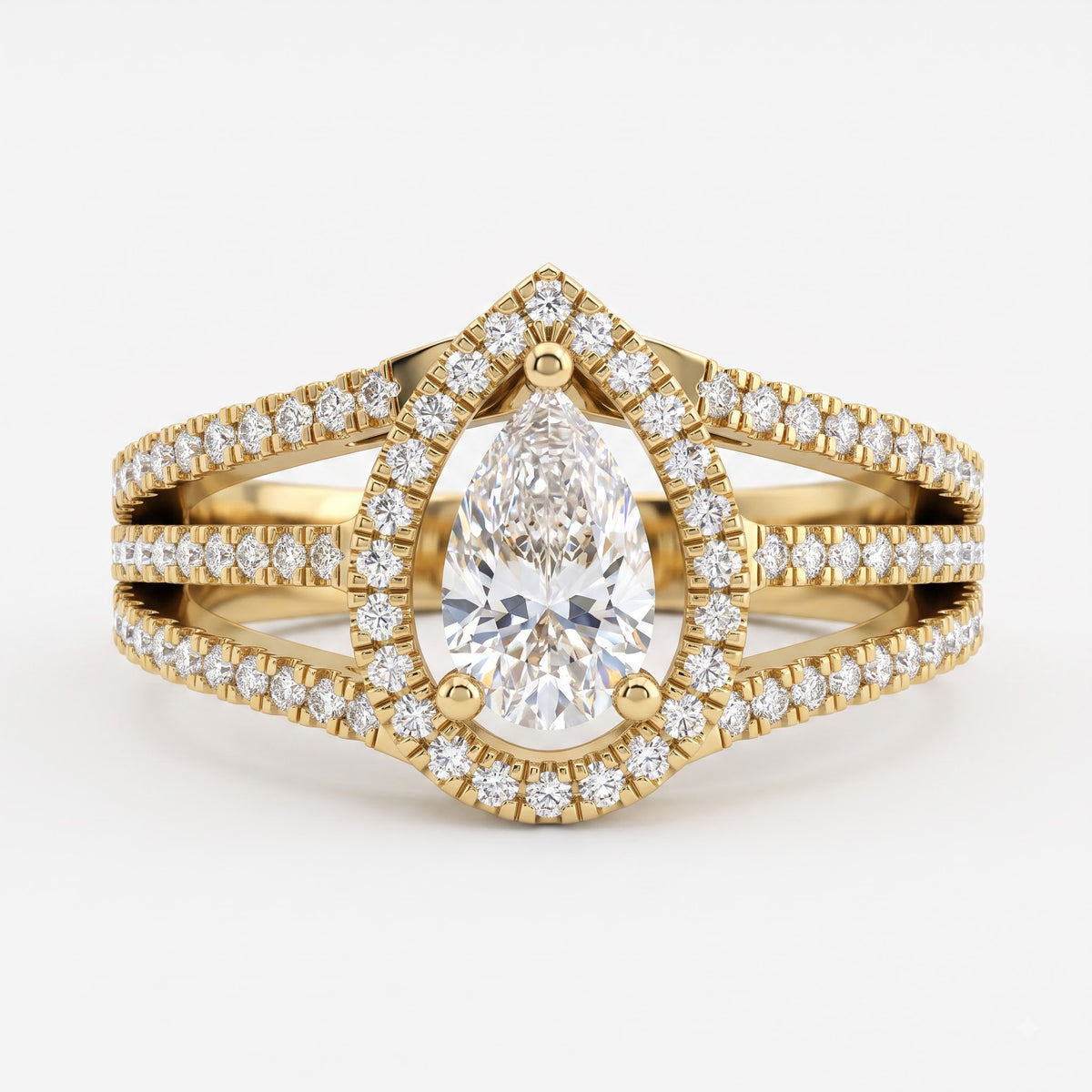 Élan Pear Diamond Sculptural Side Stone Ring