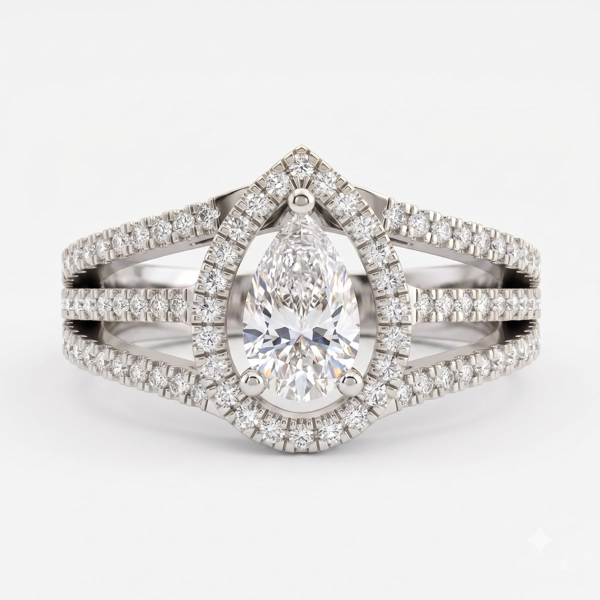 Élan Pear Diamond Sculptural Side Stone Ring