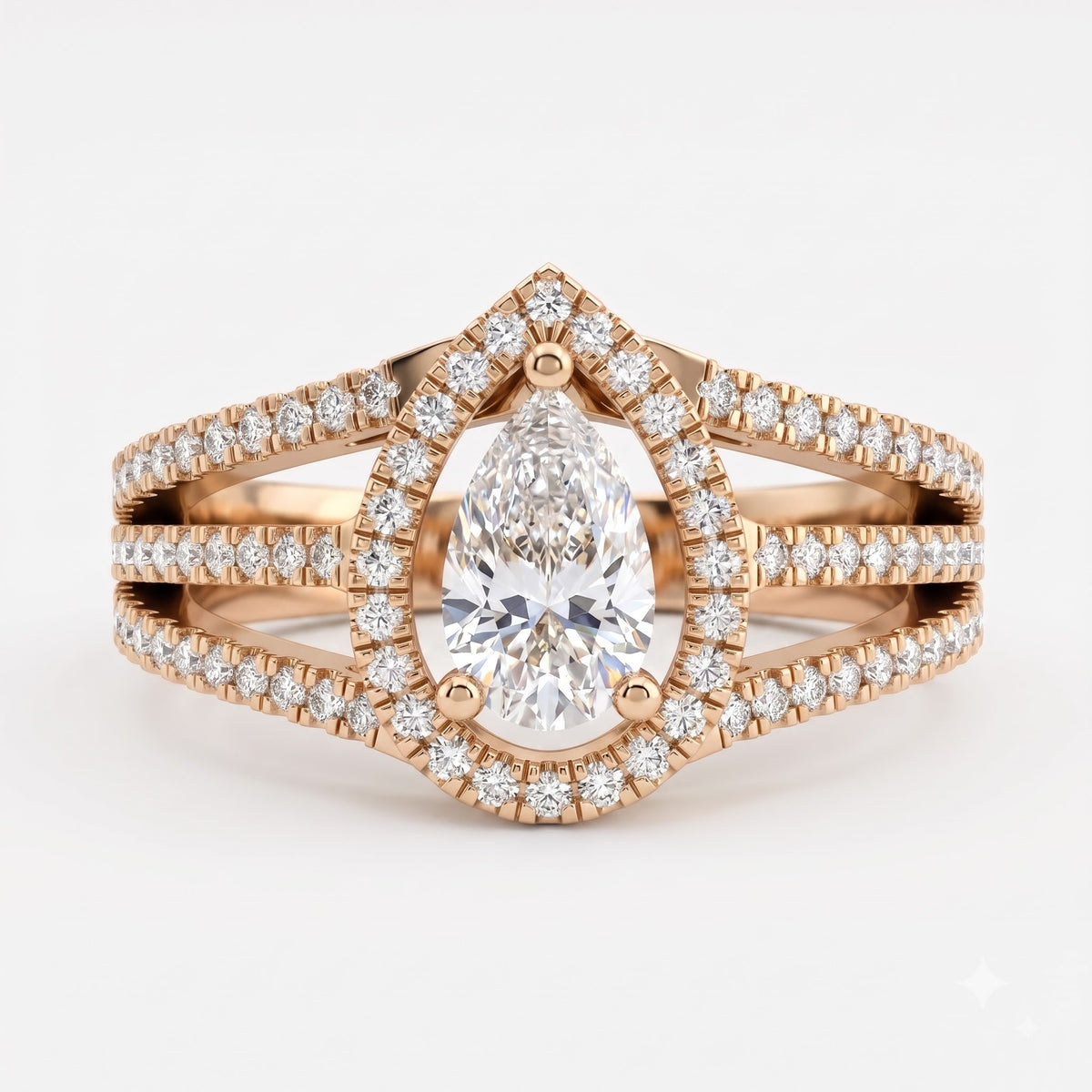 Élan Pear Diamond Sculptural Side Stone Ring