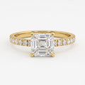 Modern Ascher Cut Lab Diamond Solitaire Engagement Ring