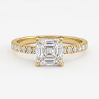 Modern Ascher Cut Lab Diamond Solitaire Engagement Ring